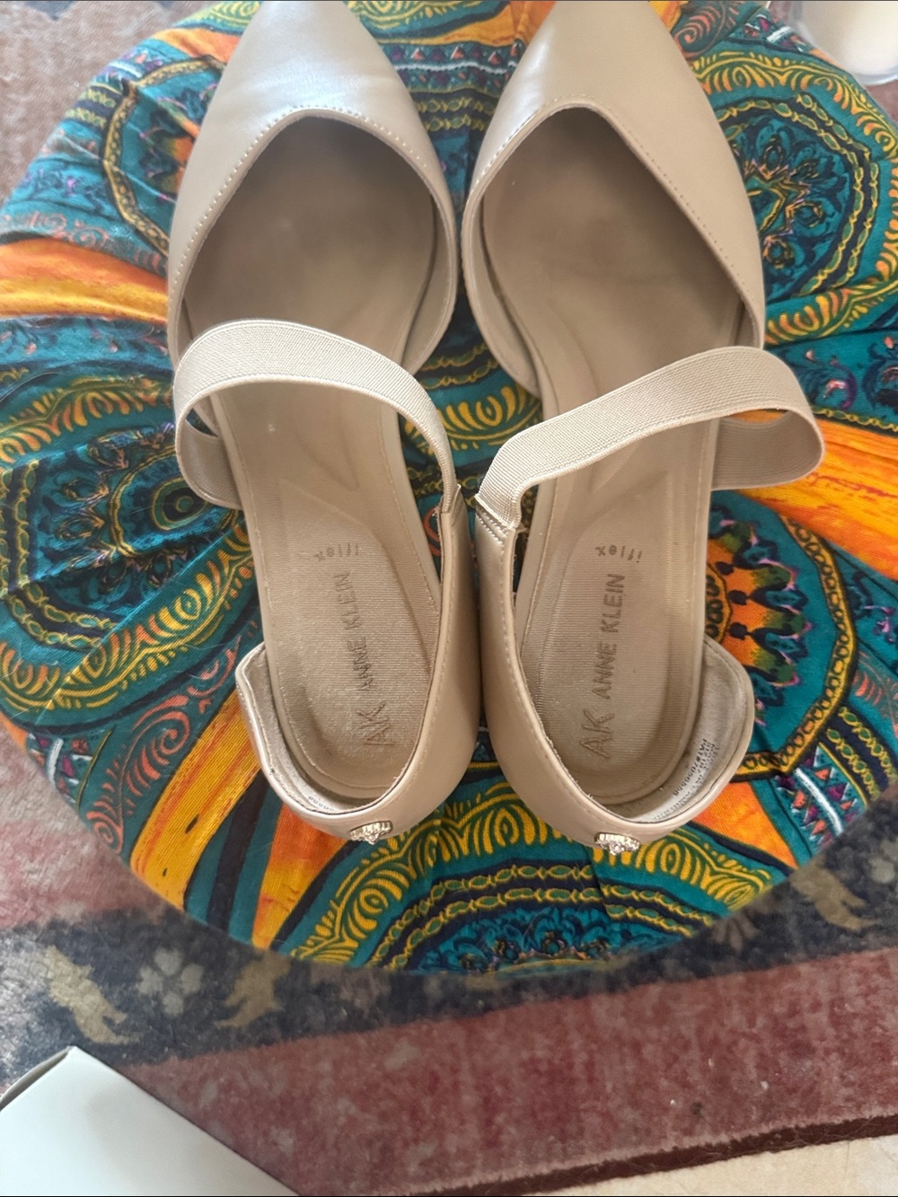 Anne Klein Nude Pointed-Toe D'Orsay Flats with Cross Strap - Picture 5 of 5
